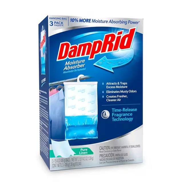15.4 Oz Moisture Absorber Super Odor Eliminator Hanging Pure Linen 3 Pk DampRid
