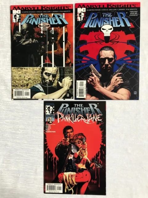 The Punisher Marvel Knights #1, #2 and Painkiller Jane Lot of 3 comics (2001)