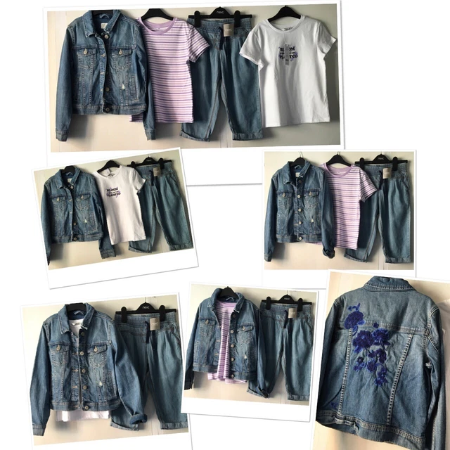 New Next Girls Denim Style Crops & New George Tops Exc Gap Jacket 8-9 Years