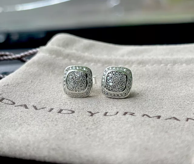 David Yurman Sterling Silver 7mmEarrings Pave Diamond Albion Petite Studs