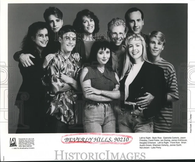1990 Press Photo Gabrielle Carteris, Brian Green & cast of Beverly Hills, 90210