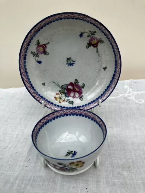 Antique New Hall Porcelain Tea Bowl & Saucer Pattern 22 c.1785