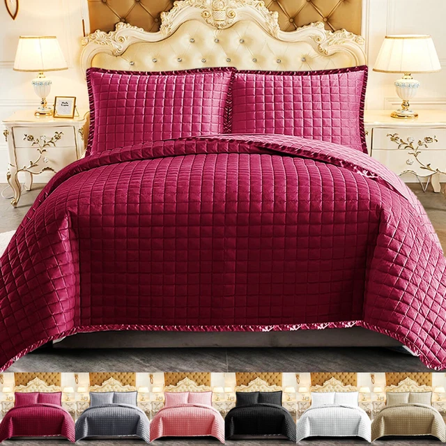 Juego de ropa de cama acolchada de 3 piezas individual doble tamaño King en relieve