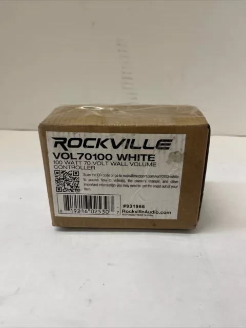 Rockville VOL70100 White 100 Watt 70v Wall Volume Control Zone Controller Box