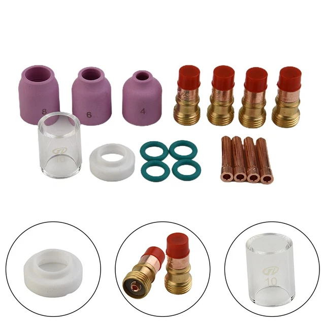 2.4mm Welding plasma Nozzle Consumables 18pcs TIG Stubby Gas Lens New Durable