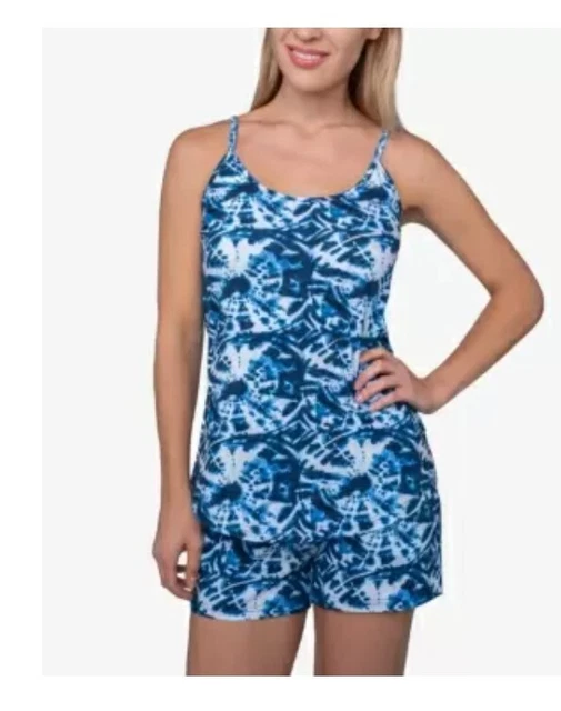 Vera Bradley L Cami Shorts Pajama Set Blue White Island Tie Dye Tank Shorts NEW