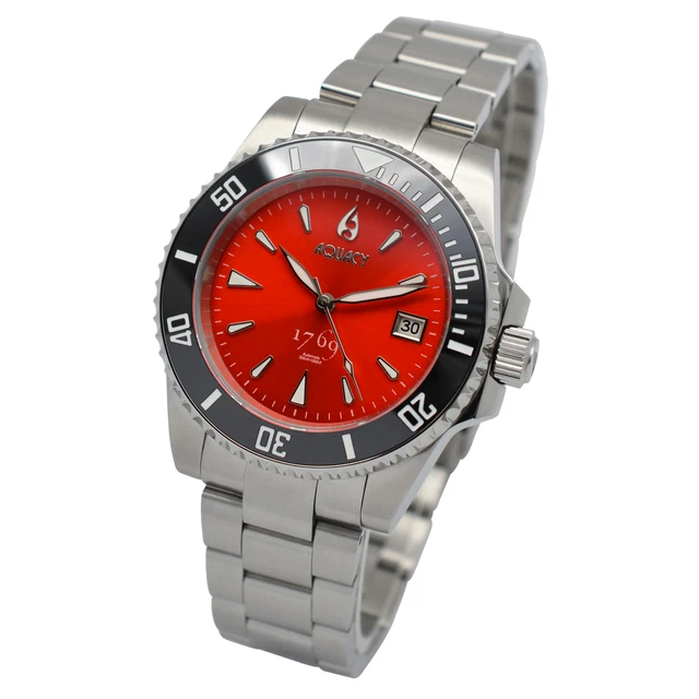 Aquacy 1769 Hei Matau Men's Automatic 300M Red Dive Watch ETA SWISS MOVEMENT