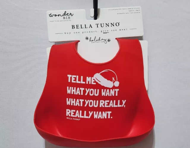 Bella Tunno Really Want Holiday Collection Santa Wonder Red Silicone Bib