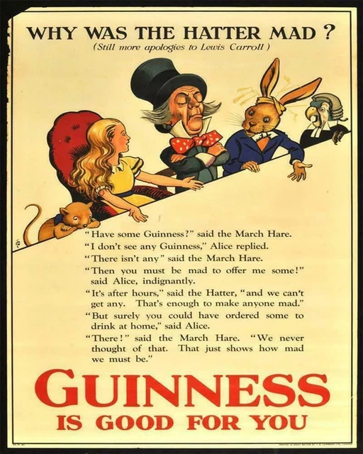 Retro Vintage Wand Metall Schild Blech Plakette Pub Schuppen Bar Mann Höhle Alice Guinness