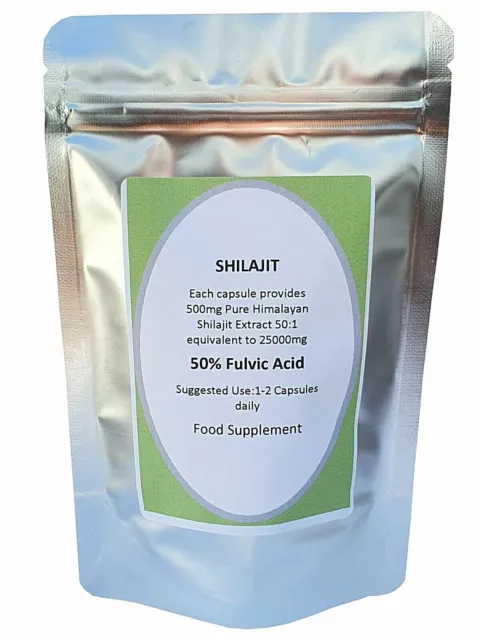 Shilajit 500mg Capsules,50% Fulvic Acid,Hyper Strength,Pure Himalayan Shilajit