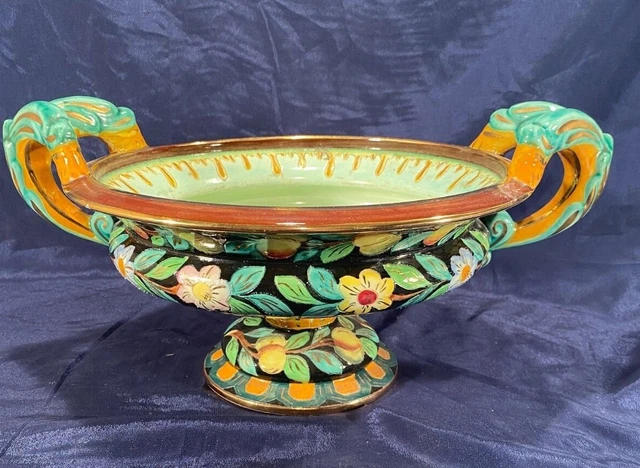 Grande Coupe Ou Centre De Table - Cerart - Faience De Monaco - Decor Fait Main