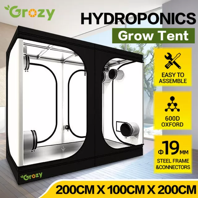 GROZY 200x100x200CM GROW TENT HYDROPONICS FOR GROWING SYSTEM LED LIGHTING KITS