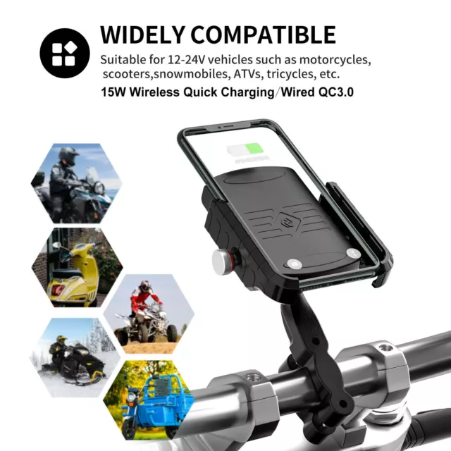 Carica telefono wireless classe LaE1 15 W universale nero A per scooter moto