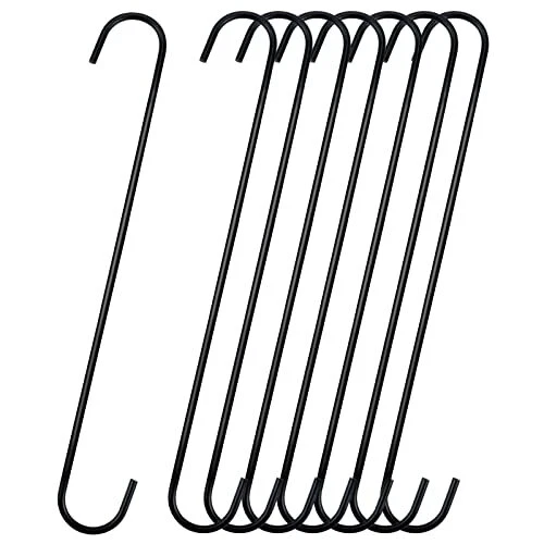 8 Pack 11.8 Inch Extra Large S Hooks Black Heavy Duty Plant Hanging Hooks Long S