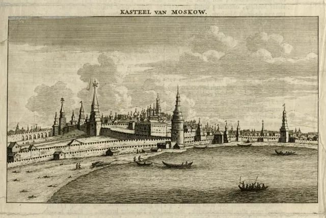 Antique Print-Topography-View of the Kremlin in Moscow-Russia-De Bruyn-1711