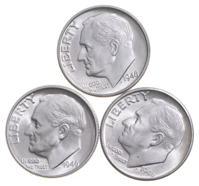 Choice Unc 1946 P D S Roosevelt Dime Gem BU Collection Lot Set *0653