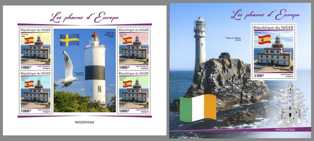 NIGER 2022 MNH Europäische Leuchttürme European Lighthouses #433ba2