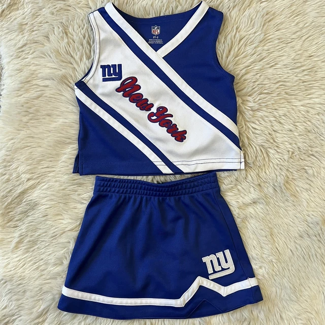 New York Giants NFL Toddler Girls 2T 2 Piece Cheerleader Set Top Skirt Outfit