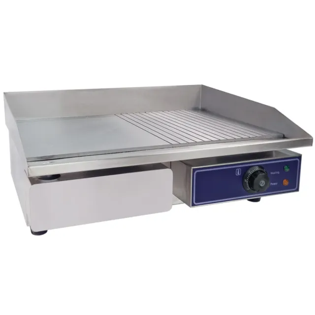 Electric Griddle Flat & Groove Grill BBQ Countertop Commercial Hot plate 3000W