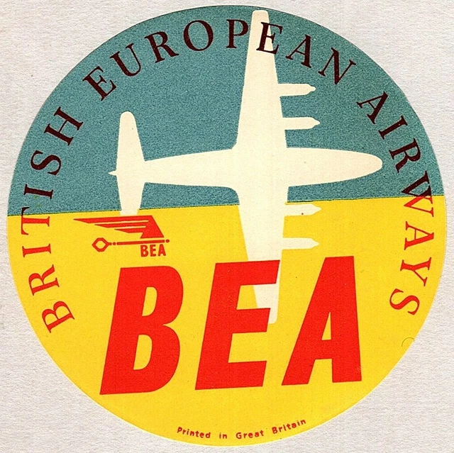Bea British European Airways Airline Luggage Label ~ Vintage