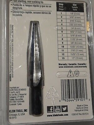 Klein Tools KTSB01 Step Drill Bit #1 - Double-Fluted 1/8" - 1/2" 3