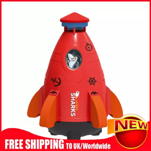 Space Rocket Sprinklers Rotating Water Powered Launcher Summer Fun Toys (Red)