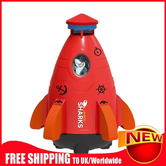 Space Rocket Sprinklers Rotating Water Powered Launcher Summer Fun Toys (Red)