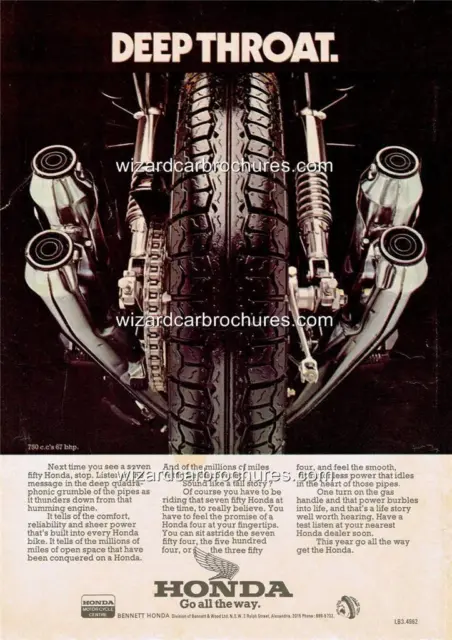 1974 Honda Cb 750 Four Australian Motorcycle A3 Poster Ad Advert Advertisement