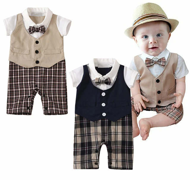 Infant Baby Boy Gentleman Outfit Bow Tie Romper Tops Party Jumpsuit Clothes