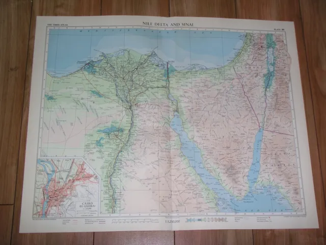 1956 Vintage Map Of Egypt Sinai Suez Canadal Israel Red Sea Cairo Nile Africa