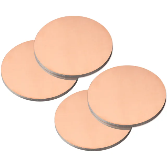 Pure Copper Sheet, 4pcs 1 3/16" x 0.12" 9 Gauge T2 Copper Metal Round Plate