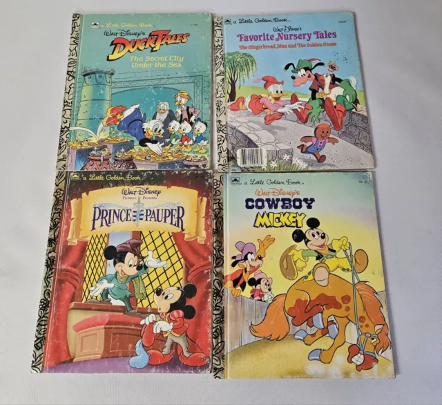 Lot of 7 Vtg Little Golden Books Walt Disney Mickey Mouse Duck Tales Minnie