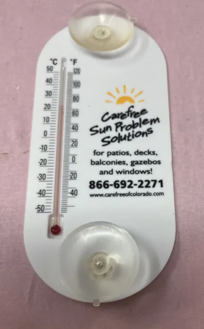 Vintage Advertising Plastic Thermometer Carefree Sun Problem Solutions 4 Patios