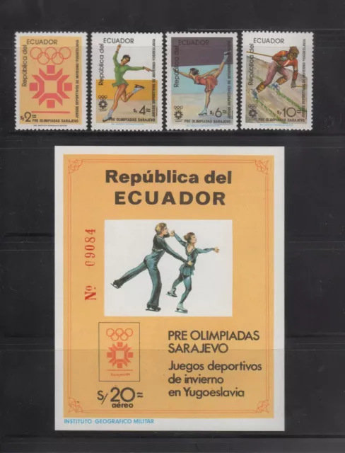 1984 - EQUATEUR  4 timbres N°1052 à 1055 + Bloc Poste Aérienne NSC - Lot871