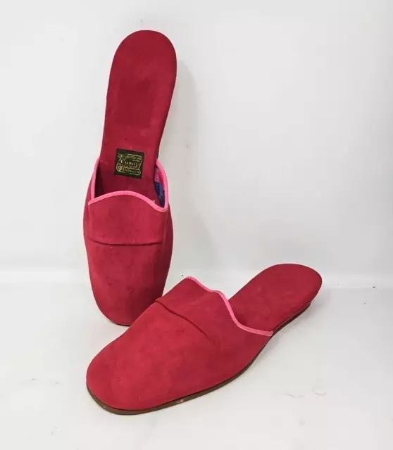 Daniel Green Slippers Womens Size 8.5 Pink Suede Slides Bedroom Shoes Wedge