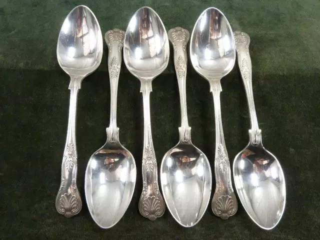 6 Nice Vintage Dessert Spoons kings pattern silver plated EPNS A1 #1