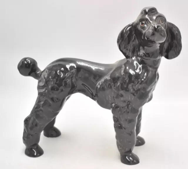 Vintage Black Standard Poodle Dog Large Figurine Statue Ornament Decorative