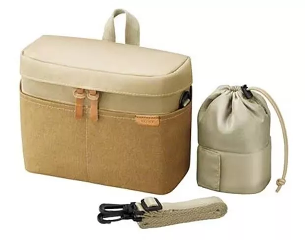 LCS-BBK CC custodia morbida ufficiale SONY beige (con custodia per obiettivo) ◇◇◇