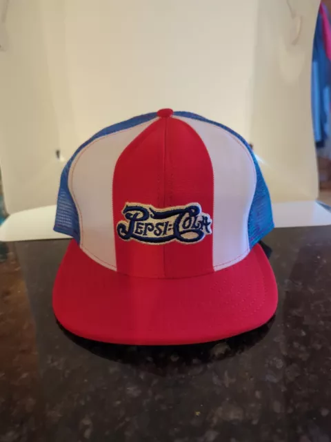 Vintage Pepsi Cola Snapback Baseball Hat Red White Blue