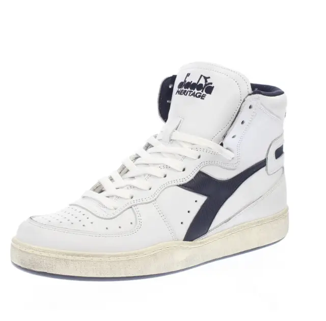 Diadora Heritage Mi Basket Used - Sneakers Alte In Pelle Bianco - Uomo Scarpe