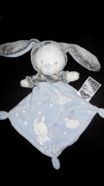 doudou plat lapin ours blanc gris bleu phosphorescent nuage étoil MOTS D'ENFANTS