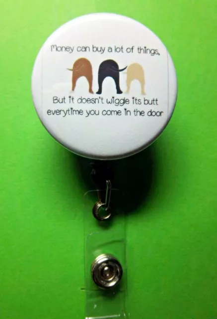 Dog Lover (Wagging Tails)  Dog Theme Retractable Reel  ID Badge Holder