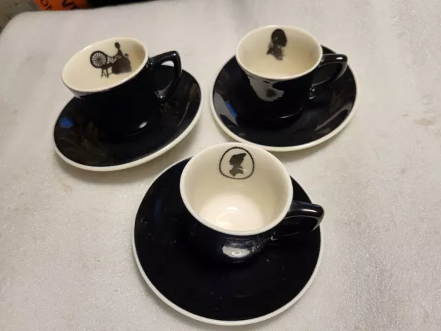 Syracuse Chesapeake and Ohio Railway China Silhouette Demitasse Set 3 Cup 3 Sauc