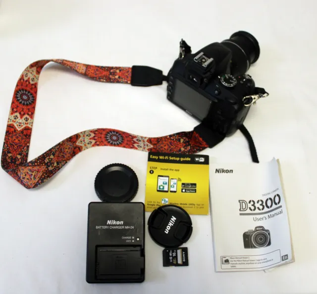 Black Nikon D D3300 24.2MP Digital SLR Camera Kit With 18-55 Mm Lens + battery