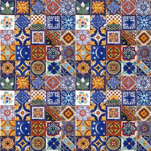 100 Mexican 2x2 Ceramic Tiles Handmade Handpainted Clay Tile set #003