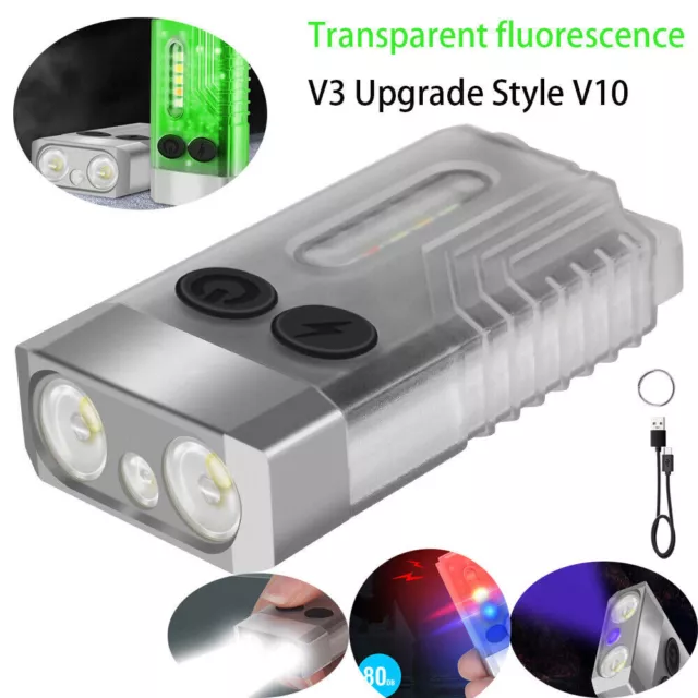 BORUiT V10 Mini Keychain LED Flashlights Siren 365nm UV Rechargeable Torch Lamps