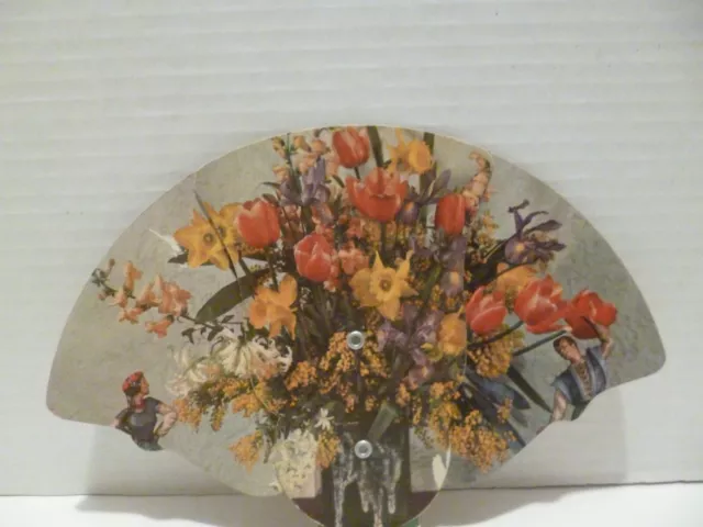 Vintage Advertising Paper Cardboard Flowers Rock Island Illinois Fan
