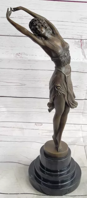 Bronze Sculpture Statue Hindu Dancer Marble by Colinet Art Tall Large Figure Sal