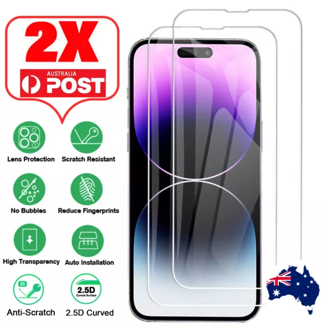 2X Screen Protector For iPhone 14 13 12 11 Pro XS Max XR X 8 7 6s Plus 9H Glass