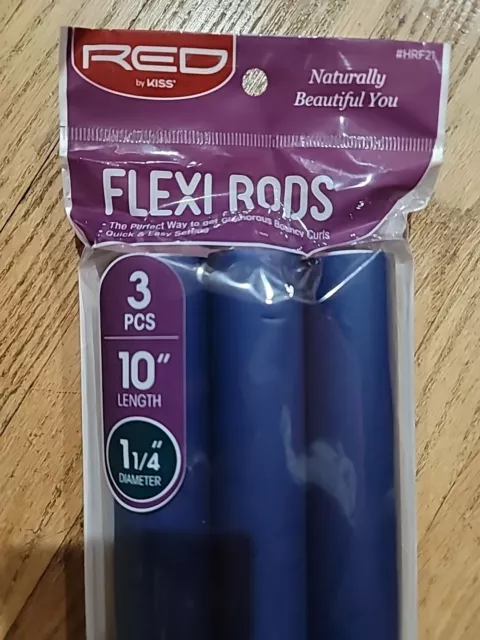 Flexi Rods Red By Kiss - Heatless Hair Curler for 90S 10"  1 -1/4” Diameter 3pcs 2